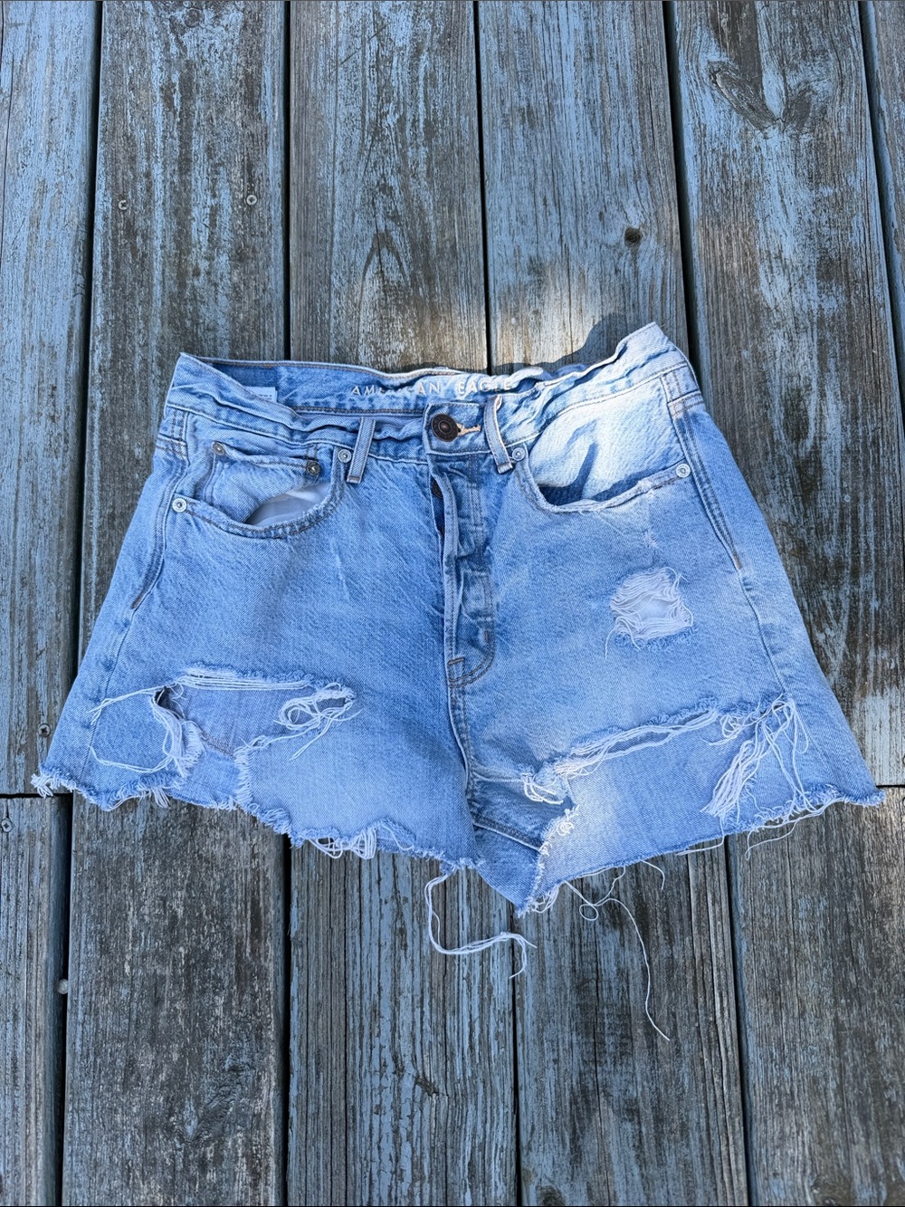 American Eagle Outfitters Light Blue Distressed Denim Cutoff Shorts